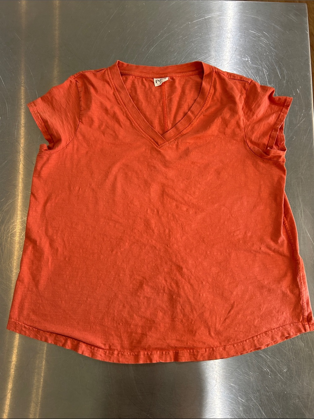 Pact Women's V-Neck Short Sleeve Tee in Orange